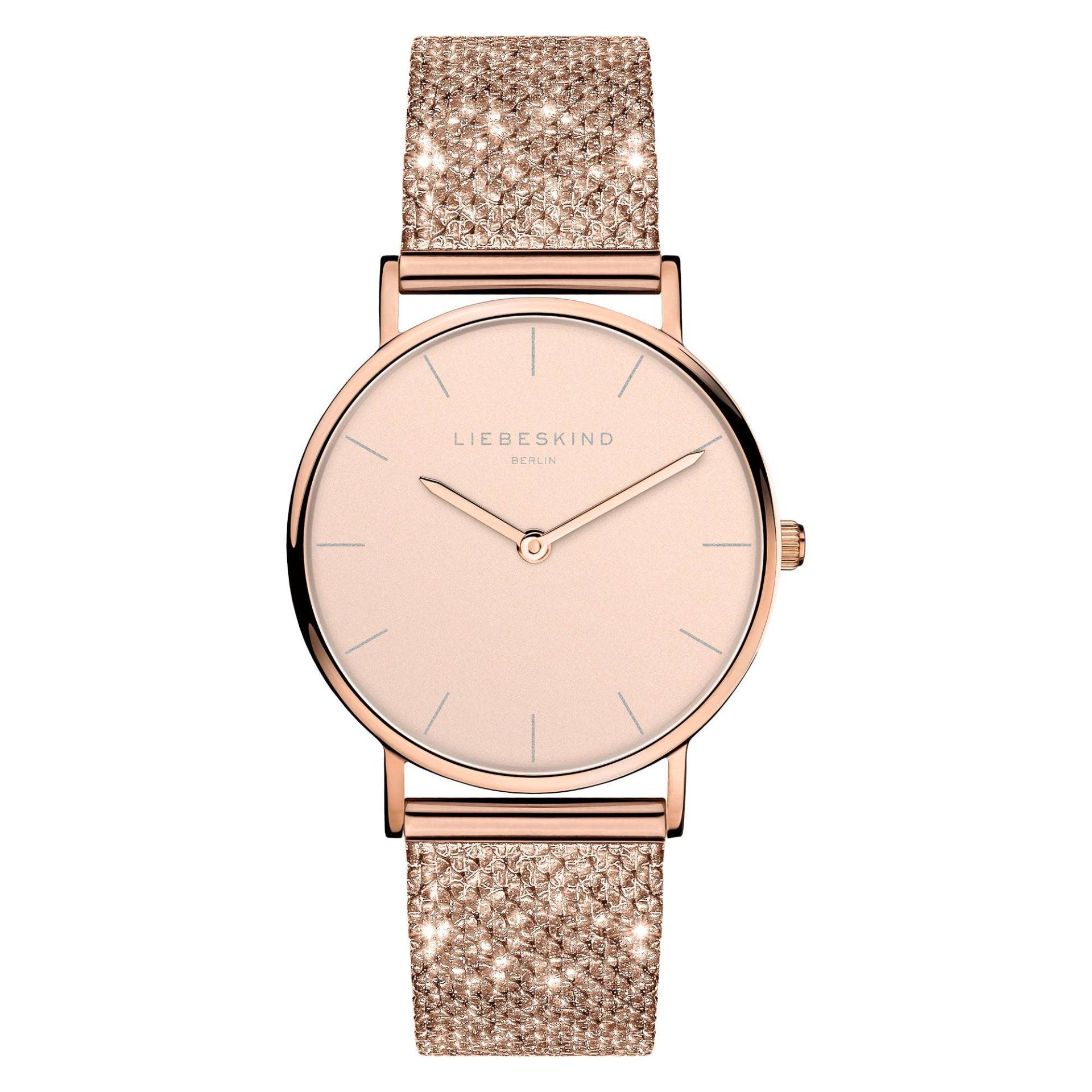 Glitter Armbanduhr Damen Roségold 34mm von LIEBESKIND