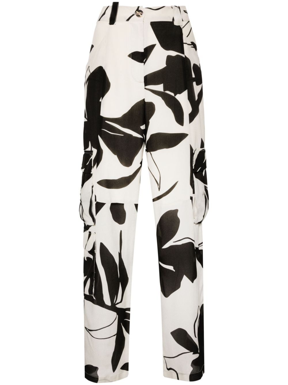 LIU JO abstract-print silk cargo trousers - Neutrals von LIU JO