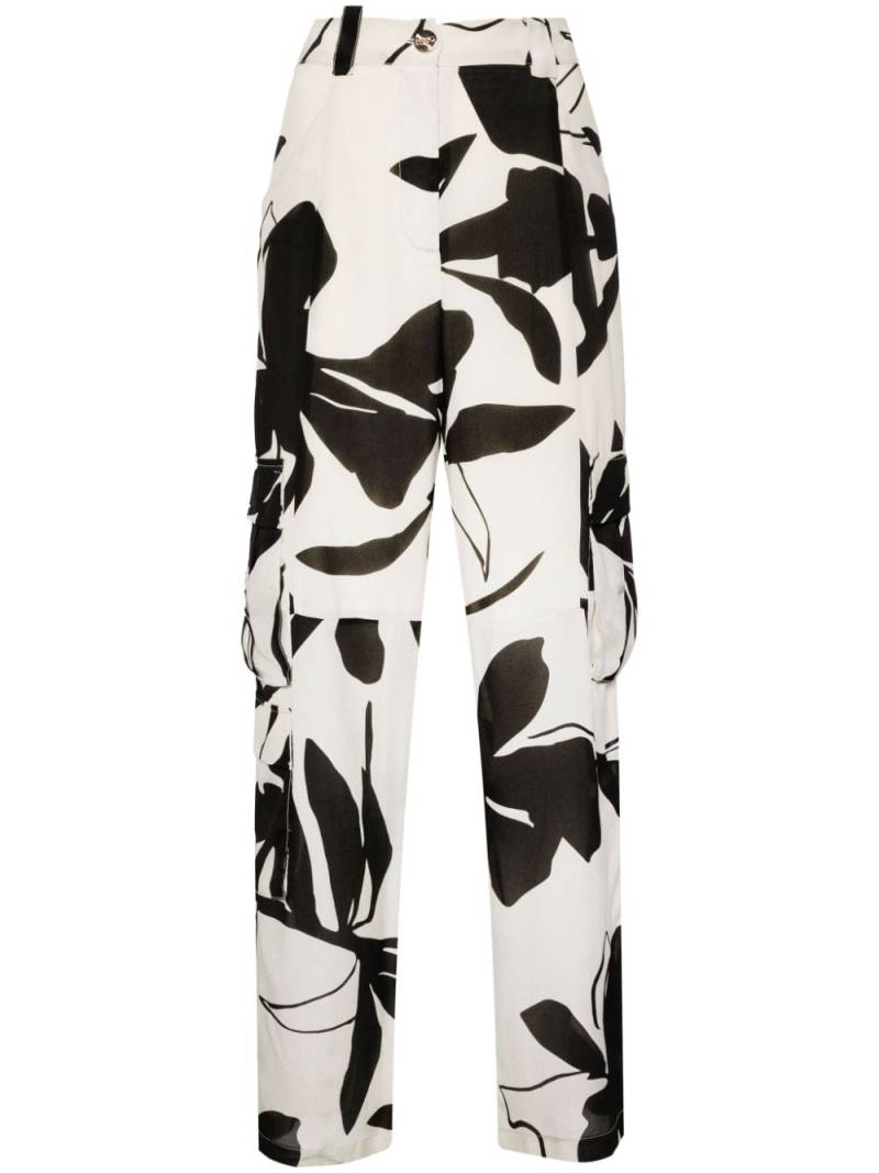 LIU JO abstract-print silk cargo trousers - Neutrals von LIU JO