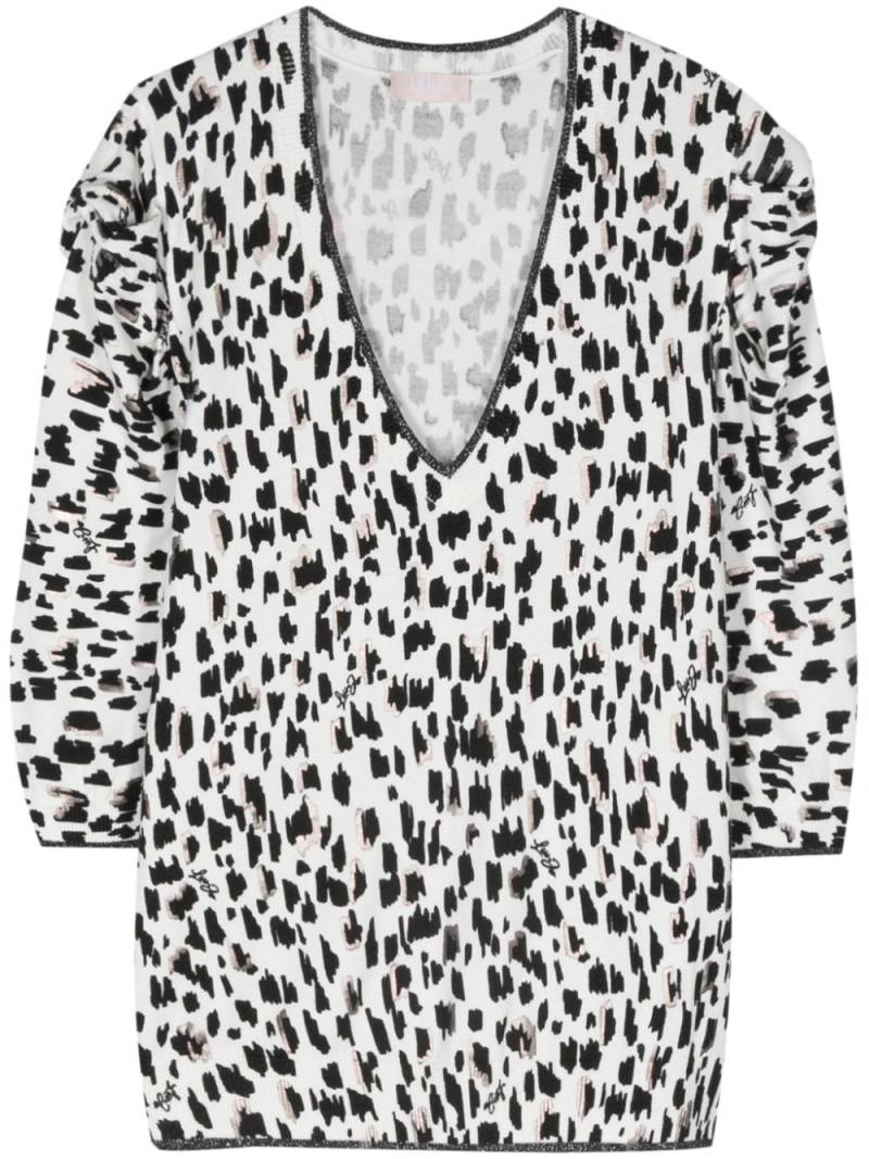 LIU JO animal-print v-neck knit top - Black von LIU JO