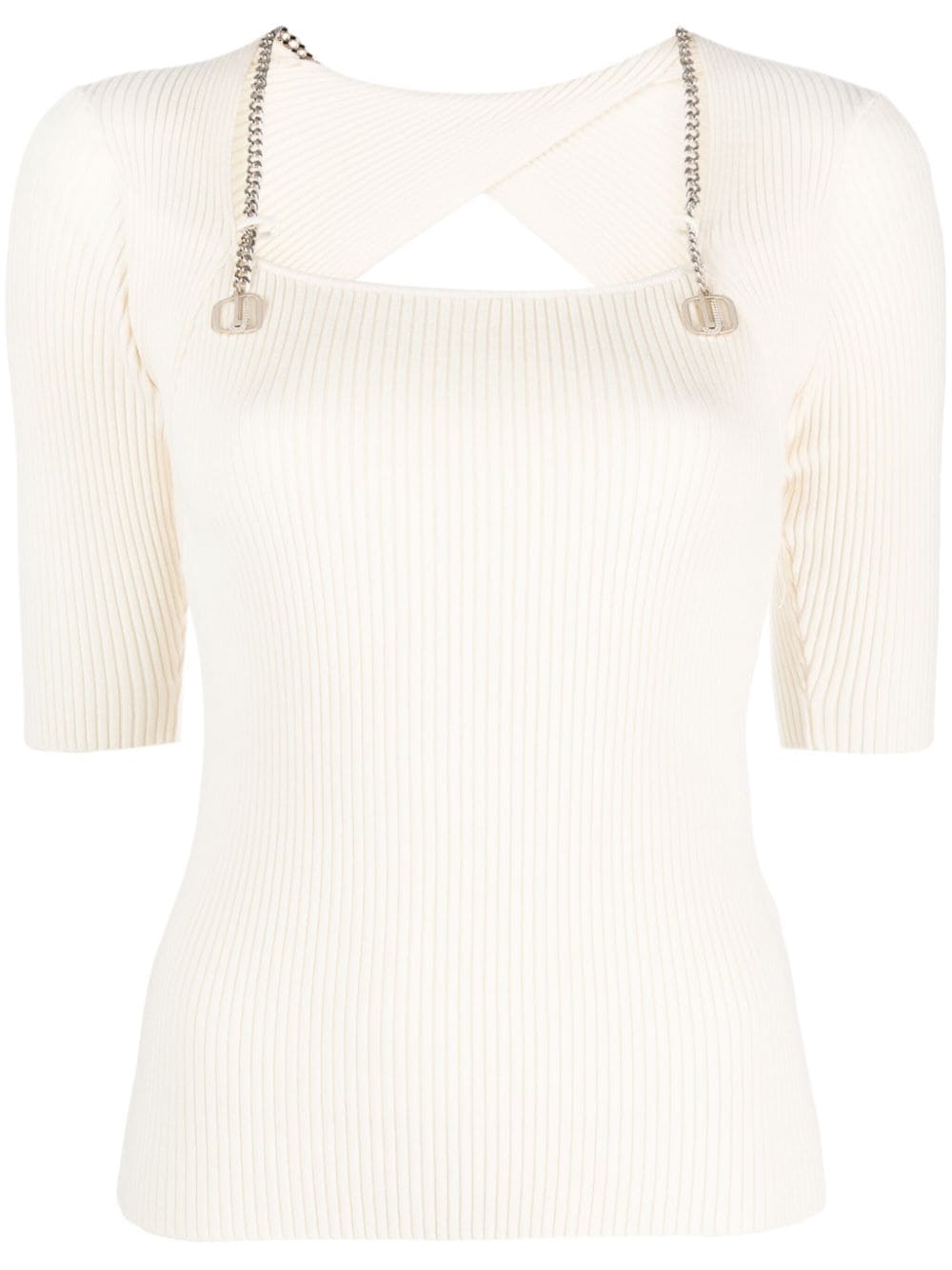 LIU JO chain-link ribbed-knit top - Neutrals von LIU JO