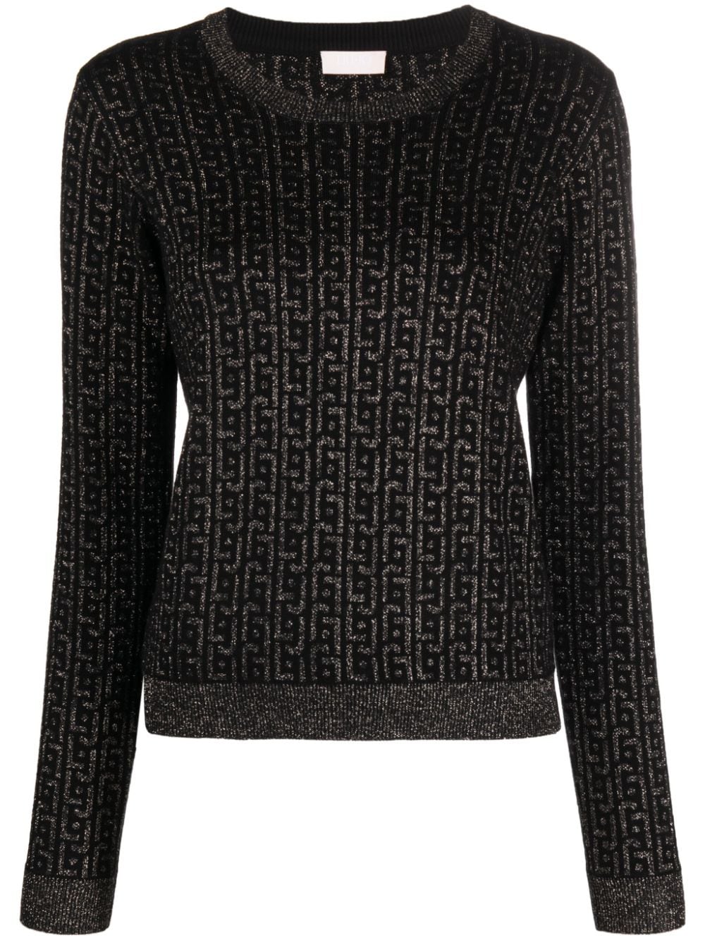 LIU JO crew-neck monogram-jacquard jumper - Black von LIU JO