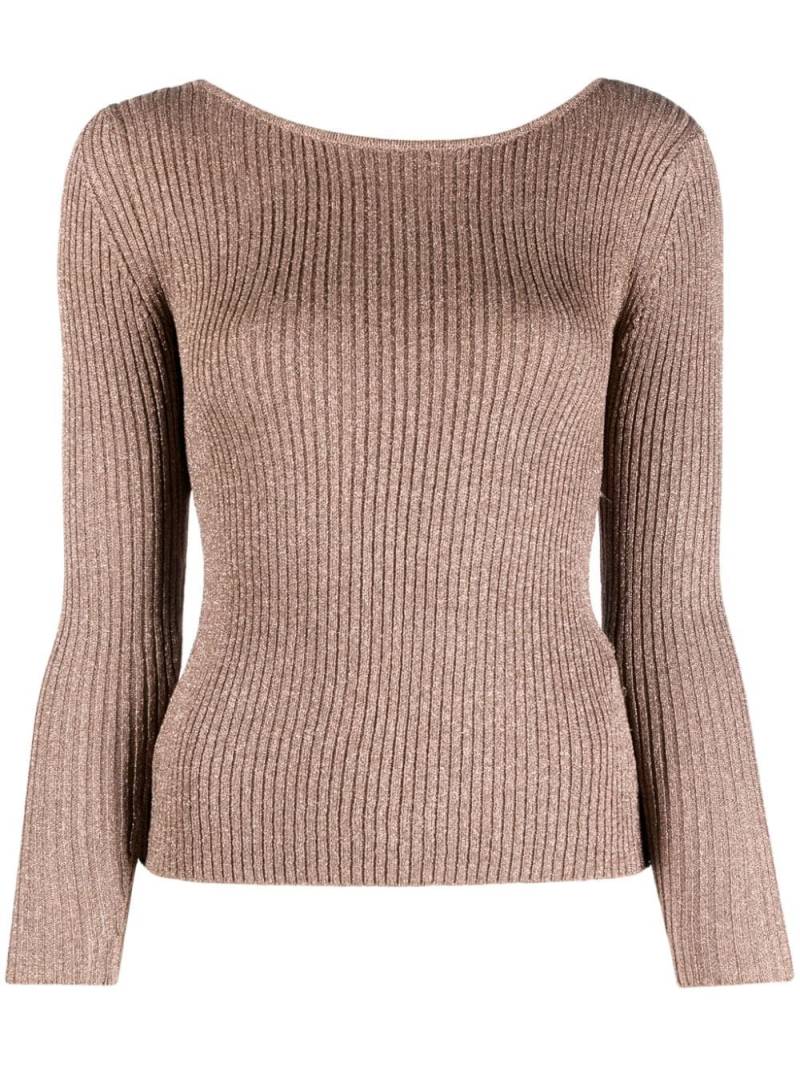 LIU JO cut-out metallic-knit top - Neutrals von LIU JO