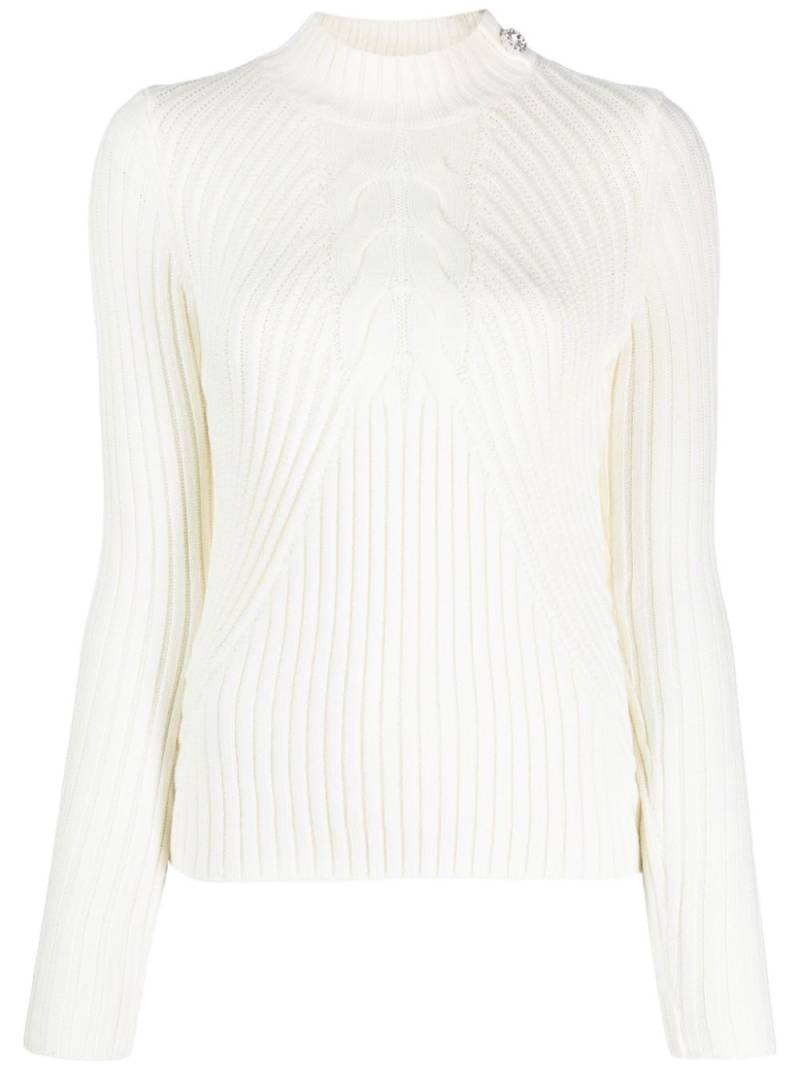 LIU JO embellished-button ribbed-knit jumper - White von LIU JO