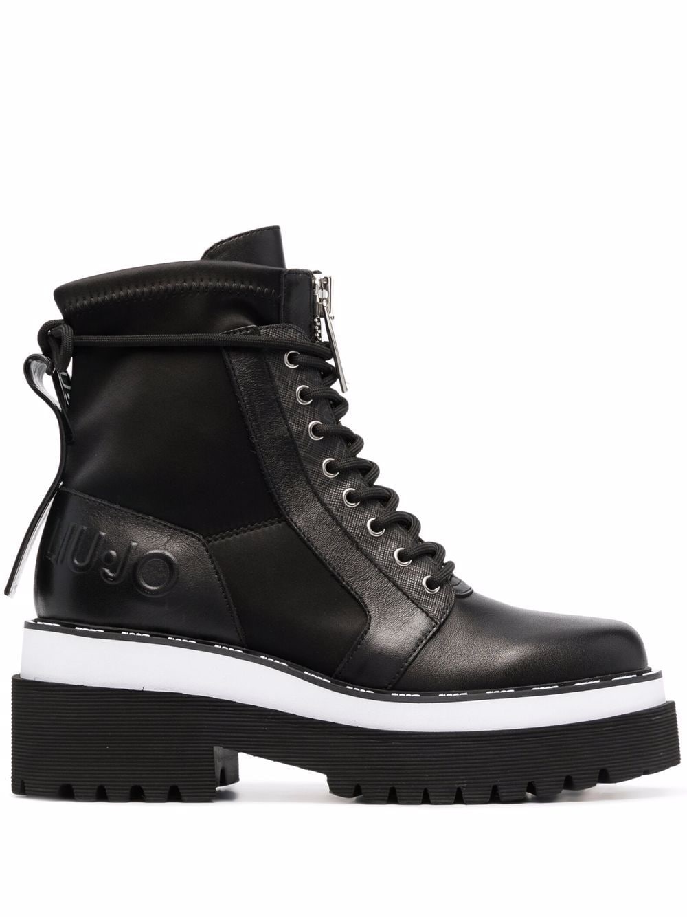 LIU JO embossed leather combat boots - Black von LIU JO