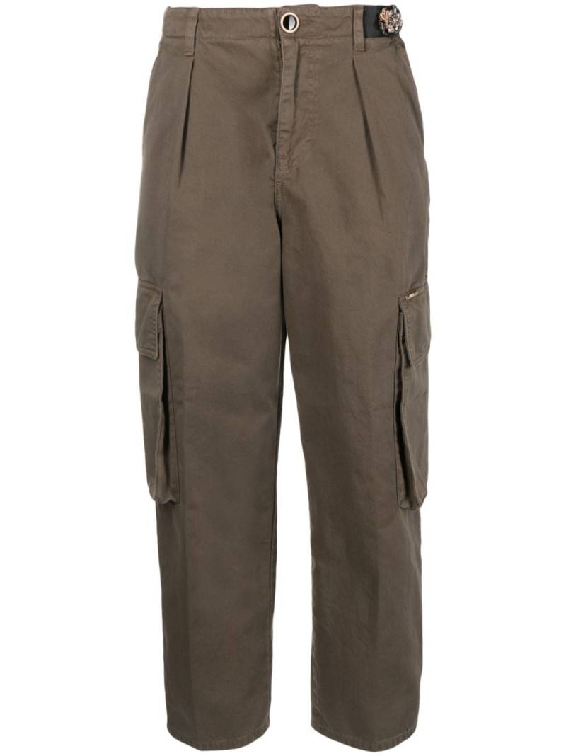 LIU JO floral-embellished cotton cargo trousers - Brown von LIU JO