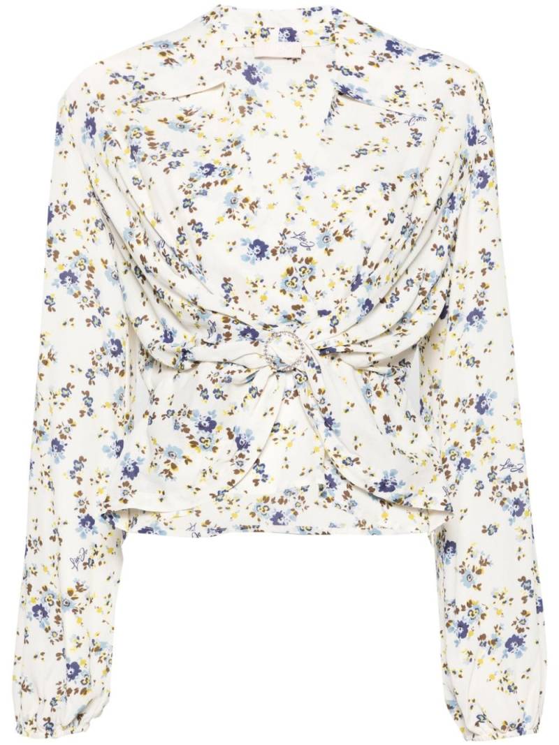 LIU JO floral-print crepe blouse - Neutrals von LIU JO