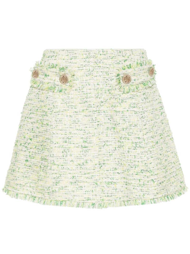 LIU JO frayed-detail bouclé miniskirt - Green von LIU JO