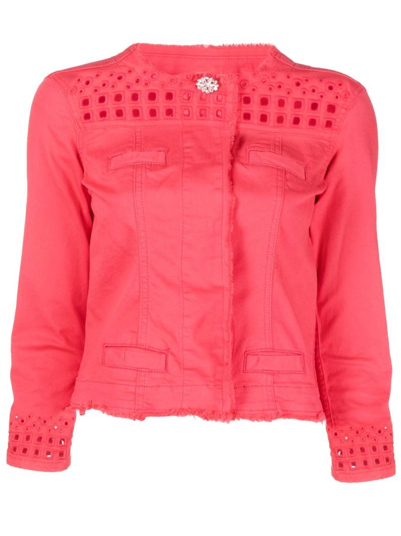 LIU JO frilled-neckline cropped jacket - Red von LIU JO