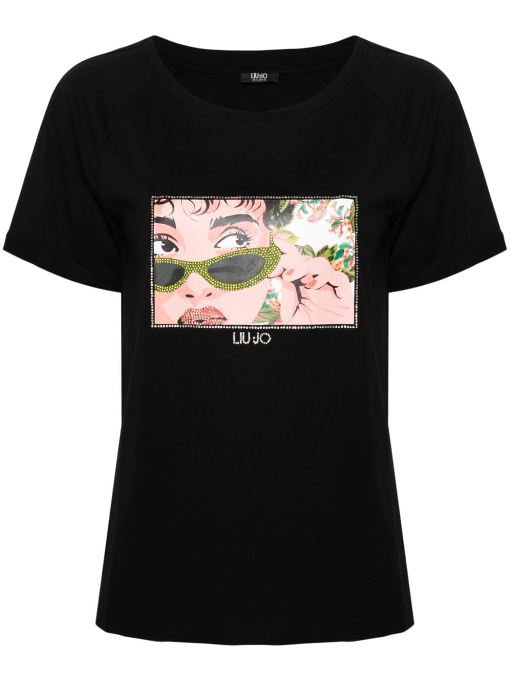 LIU JO illustration-print jersey T-shirt - Black von LIU JO