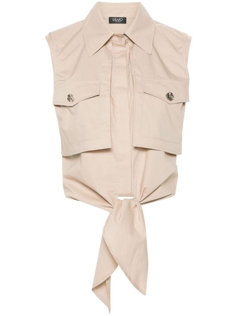 LIU JO layered tie-fastening vest - Neutrals von LIU JO