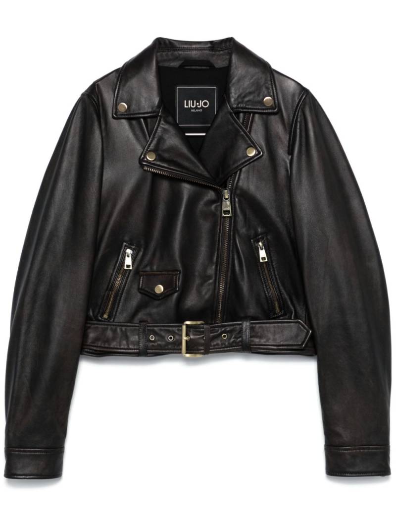 LIU JO leather biker jacket - Brown von LIU JO