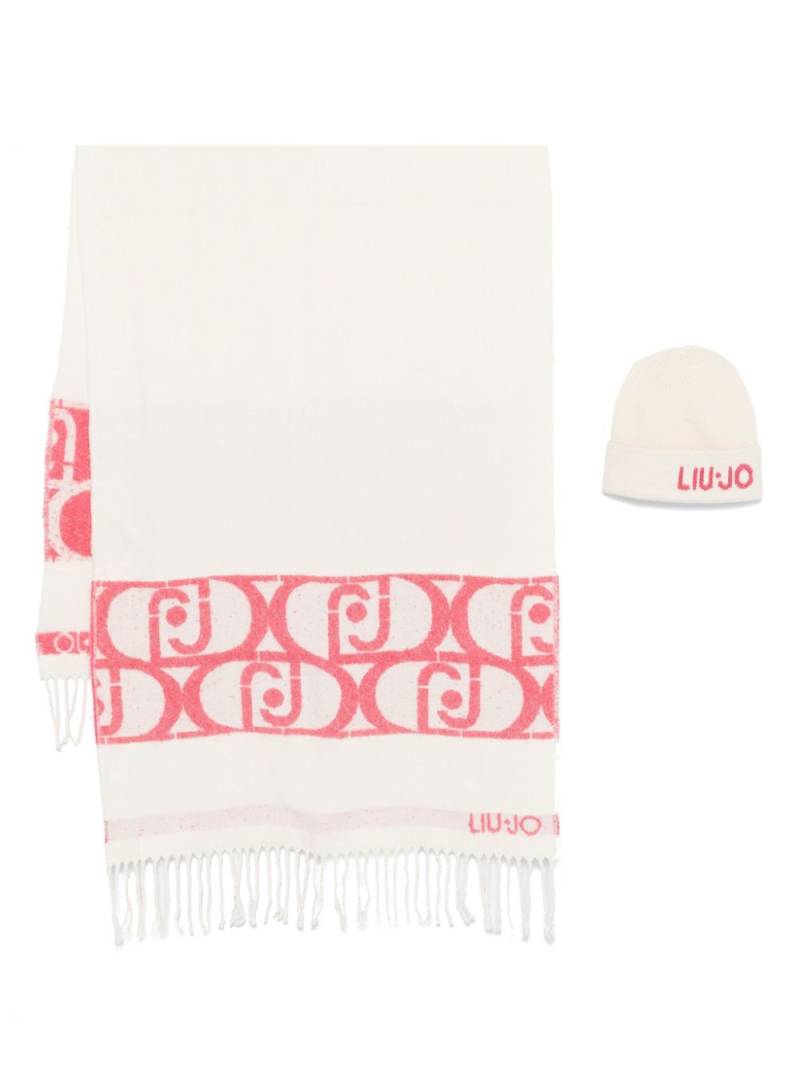 LIU JO logo-intarsia scarf & beanie set - Neutrals von LIU JO