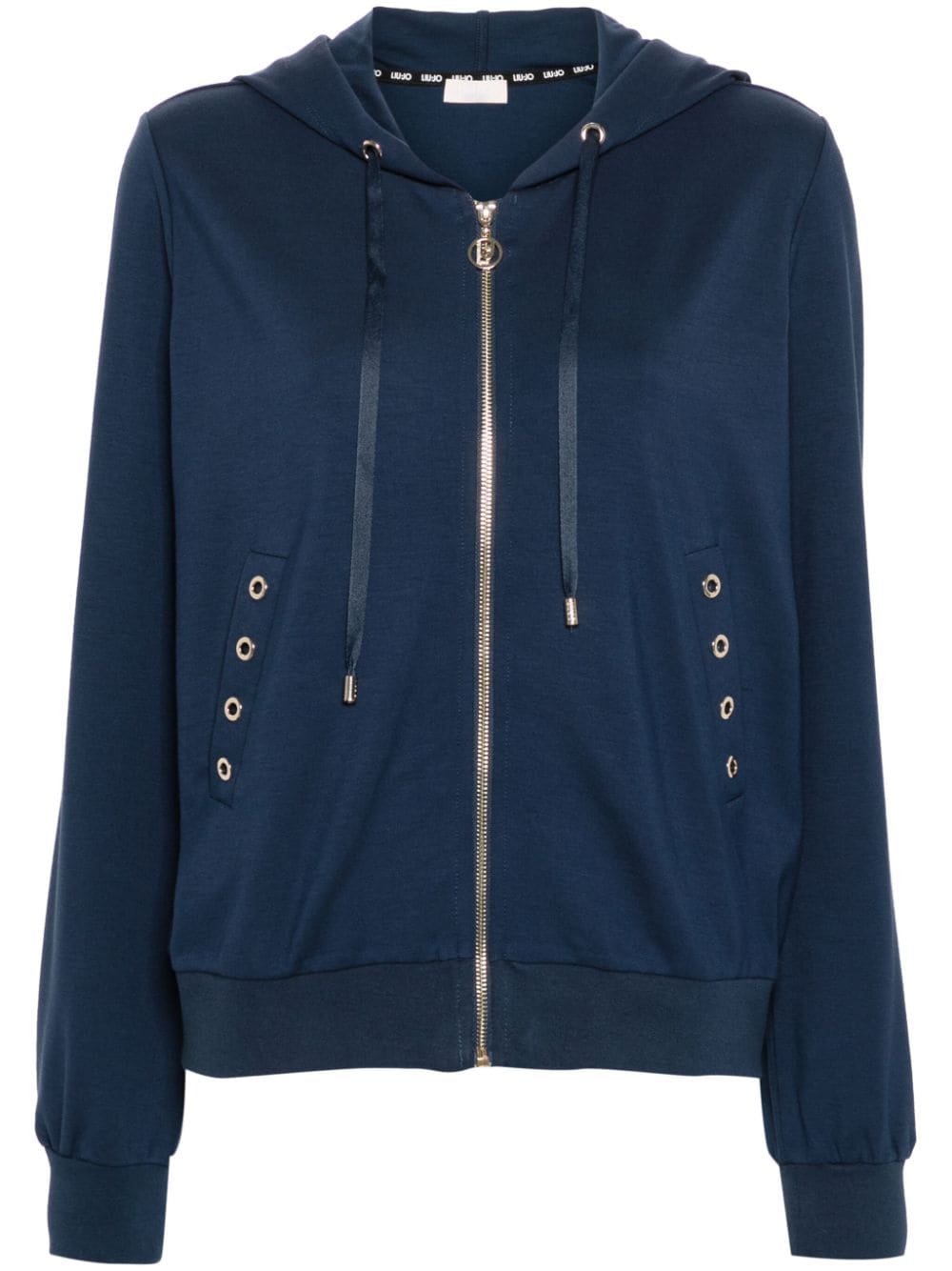 LIU JO logo-lettering zip-up hoodie - Blue von LIU JO