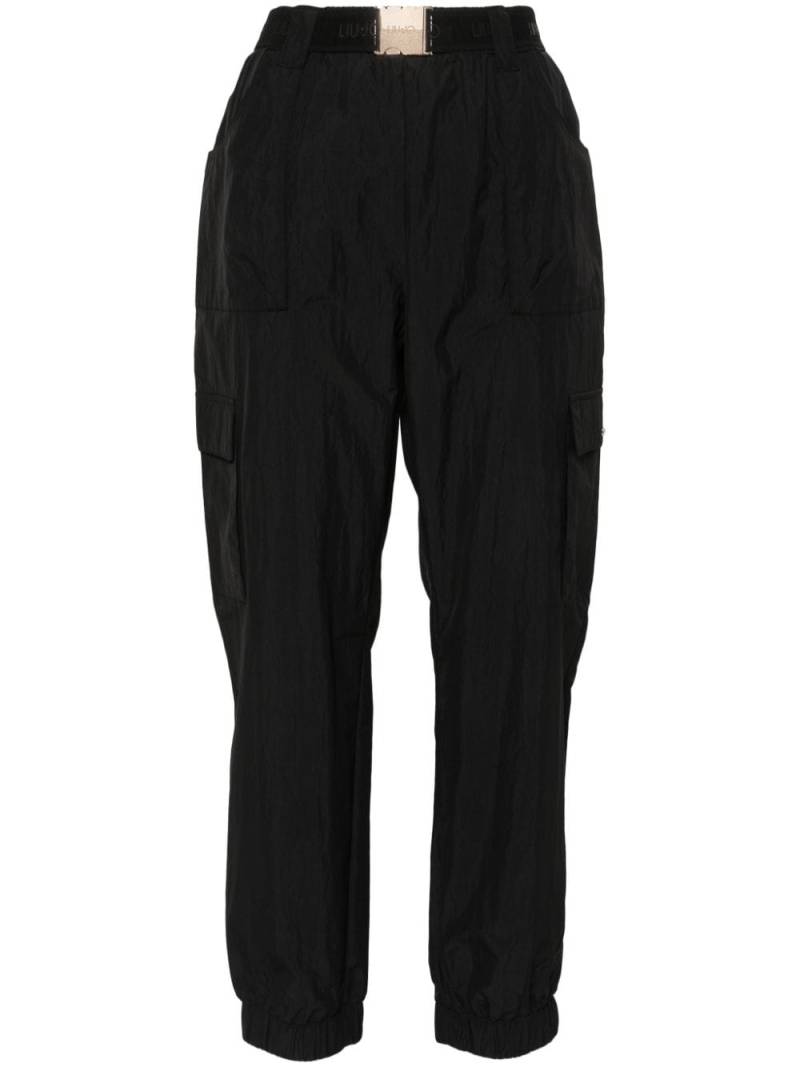 LIU JO logo-plaque poplin trousers - Black von LIU JO