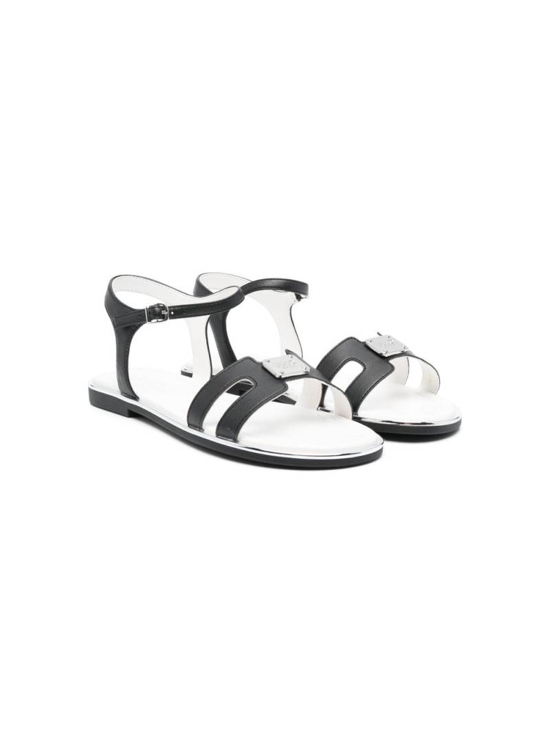 Liu Jo Kids logo-plaque round-toe sandals - Black von Liu Jo Kids