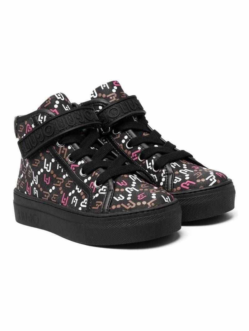 Liu Jo Kids logo print high-top sneakers - Black von Liu Jo Kids