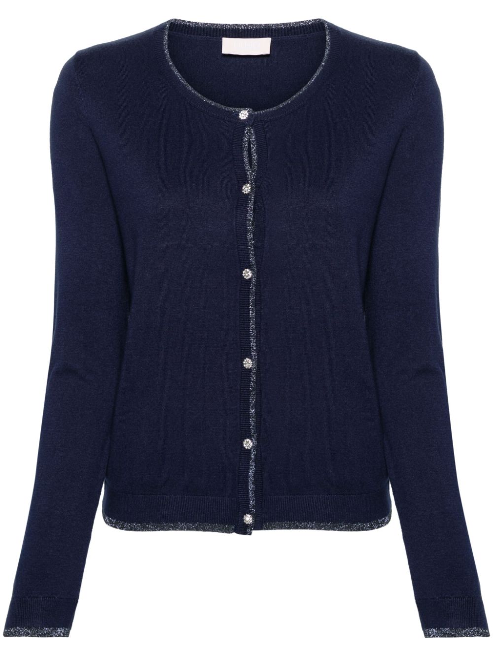 LIU JO lurex-trim crystal-buttons cardigan - Blue von LIU JO