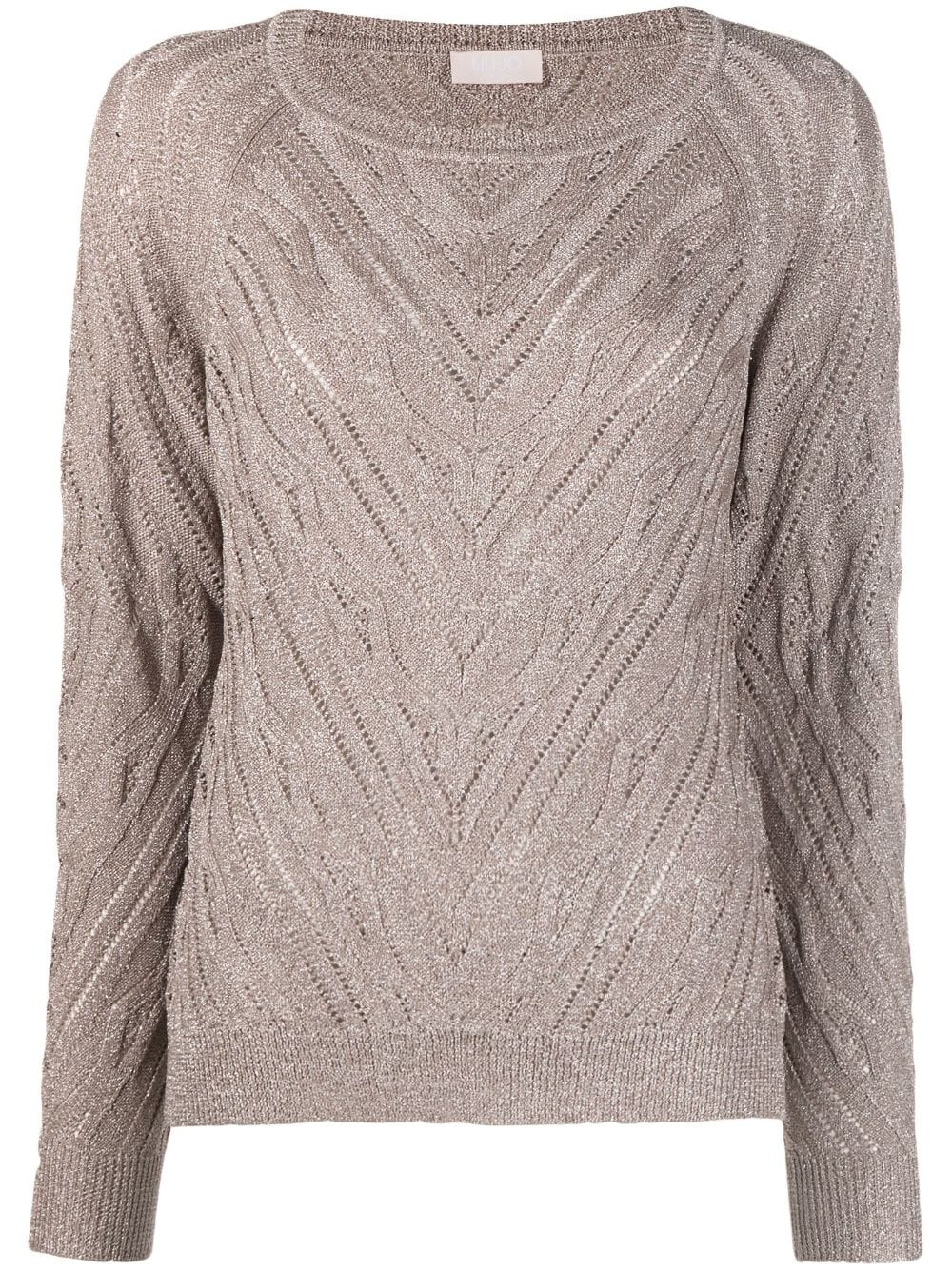 LIU JO metallic-finish long-sleeve knitted top - Neutrals von LIU JO