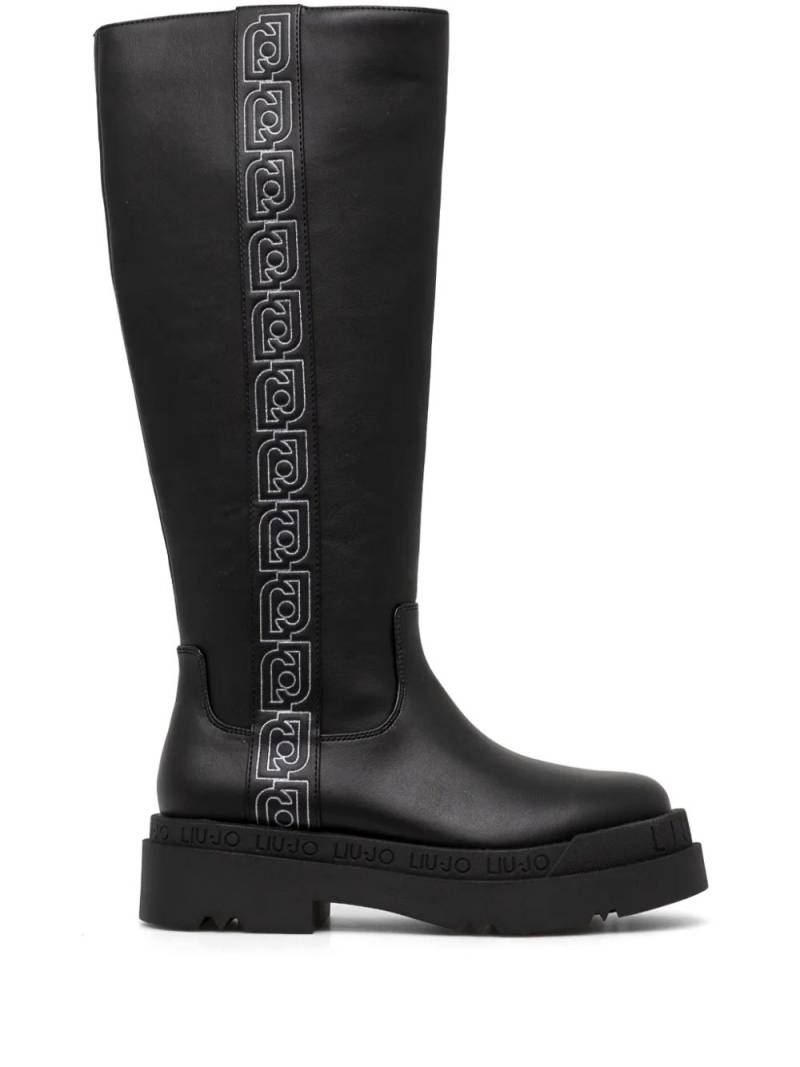 LIU JO monogram-embroidered boots - Black von LIU JO