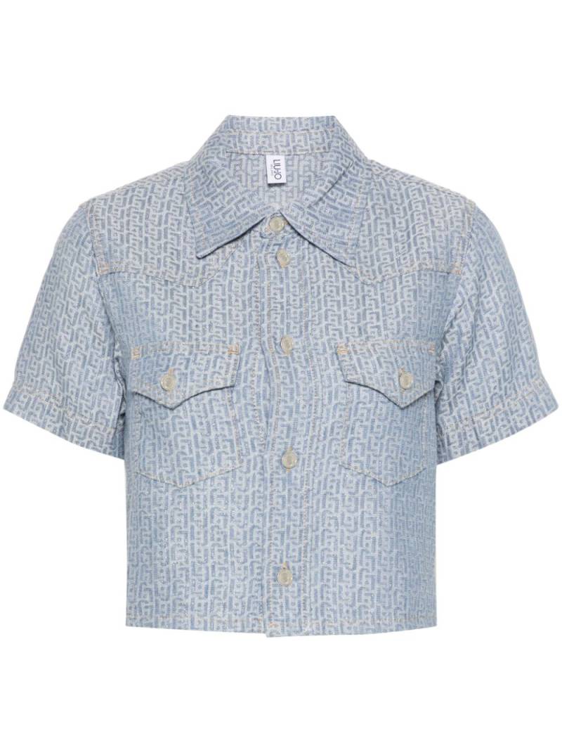 LIU JO monogram-jacquard cropped shirt - Blue von LIU JO