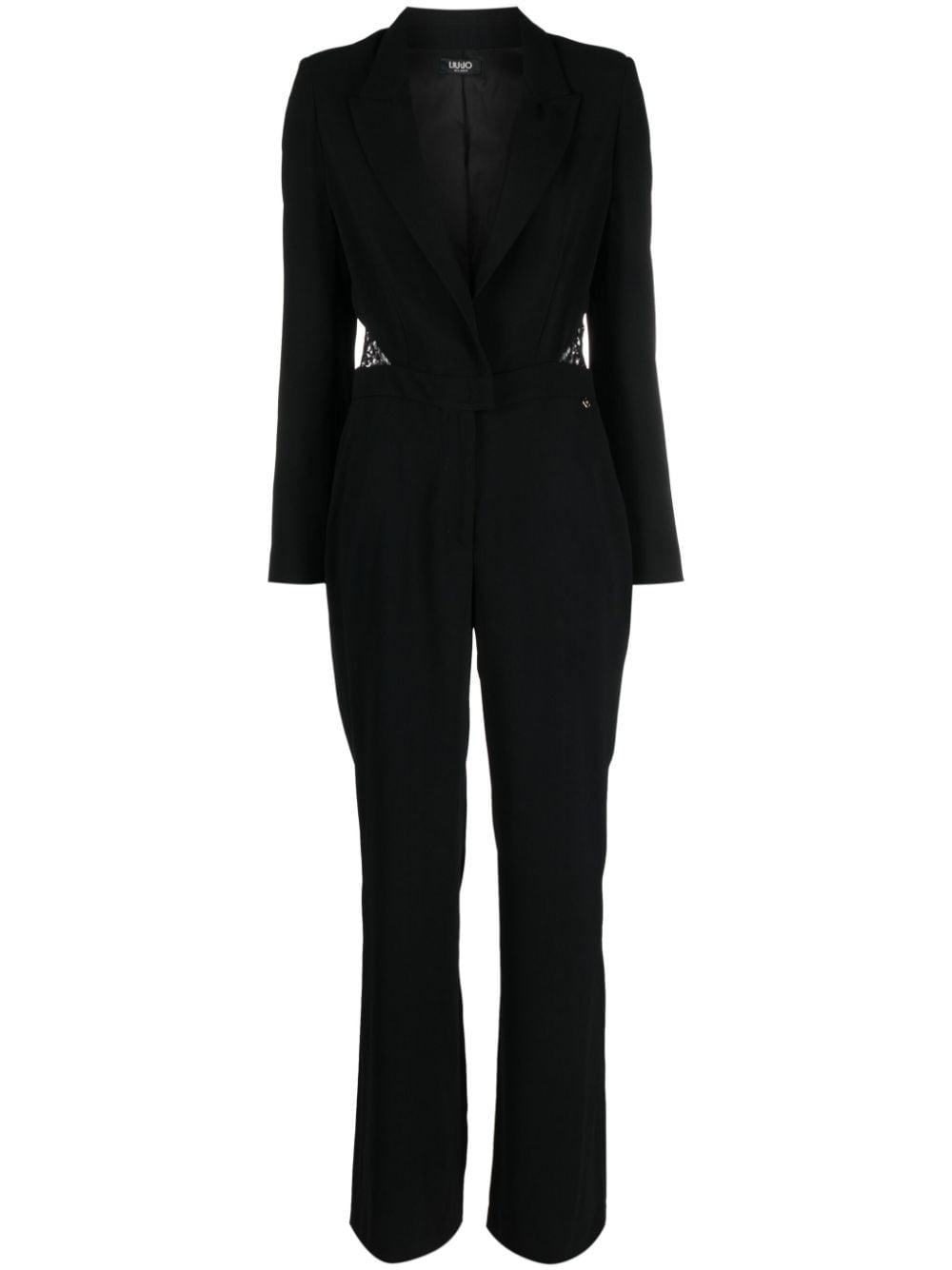 LIU JO notched-lapel lace-panelling jumpsuit - Black von LIU JO