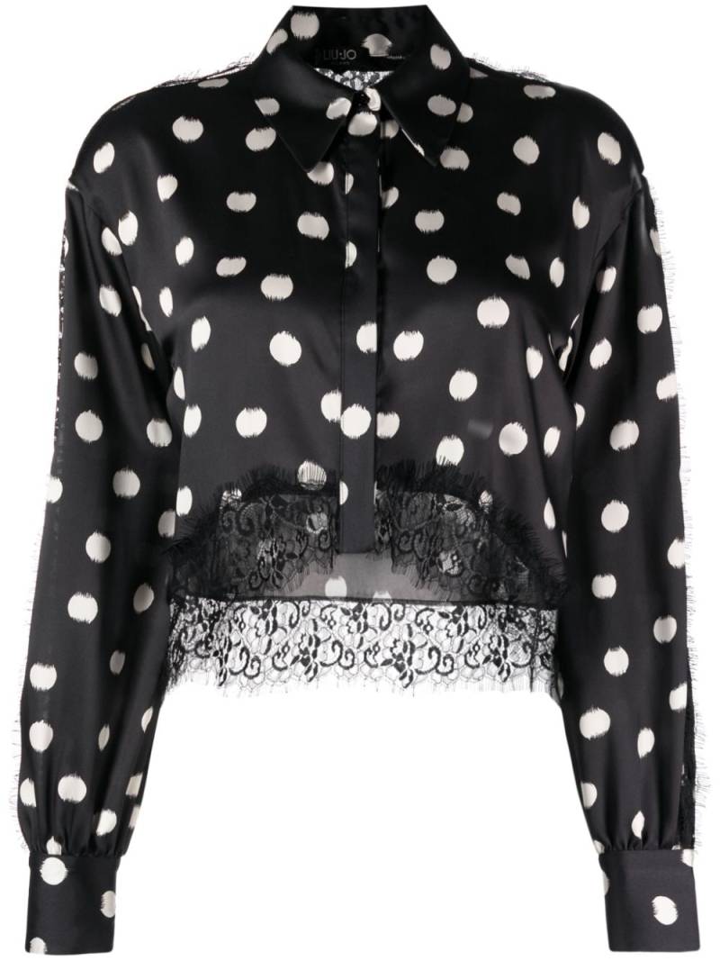 LIU JO polka dot-print cropped shirt - Black von LIU JO