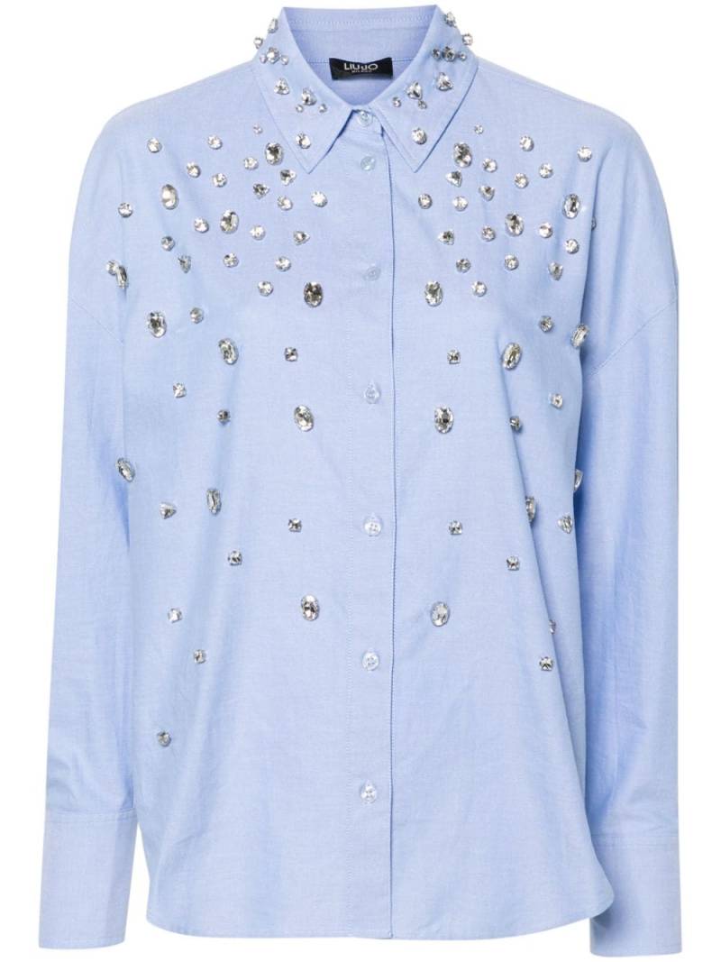 LIU JO rhinestone-embellished cotton shirt - Blue von LIU JO