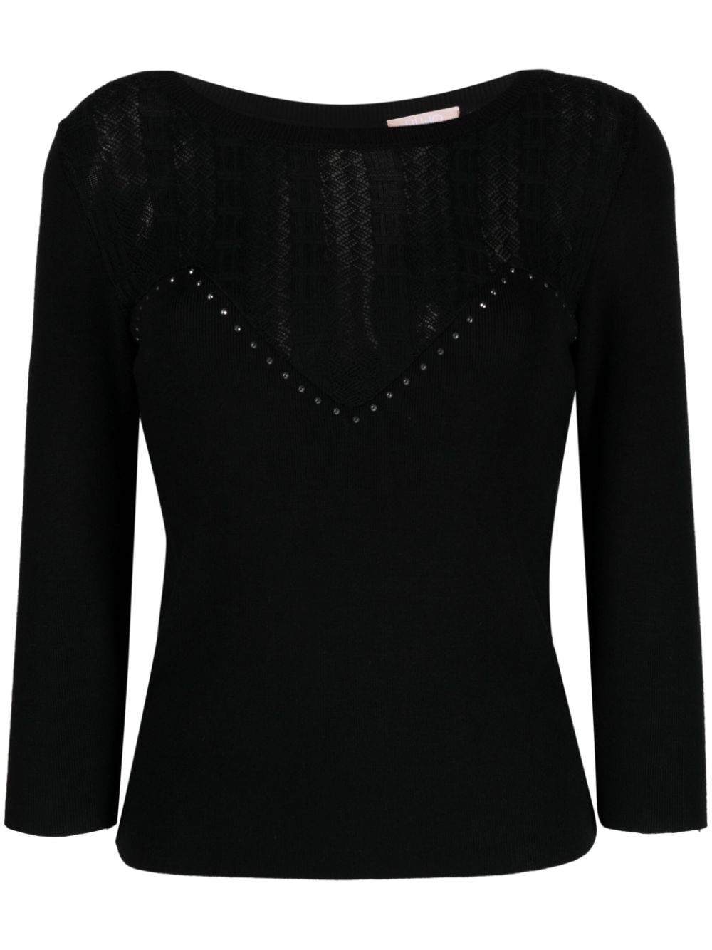 LIU JO rhinestone-embellished cut-out jumper - Black von LIU JO