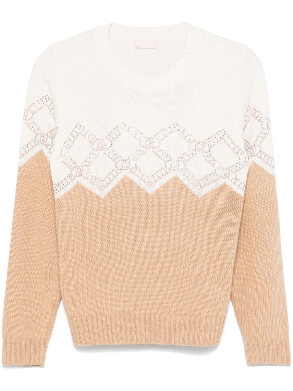 LIU JO rhinestone-embellished sweater - Neutrals von LIU JO