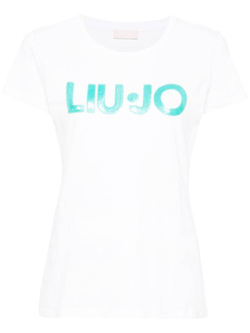 LIU JO sequinned-logo cotton T-shirt - White von LIU JO