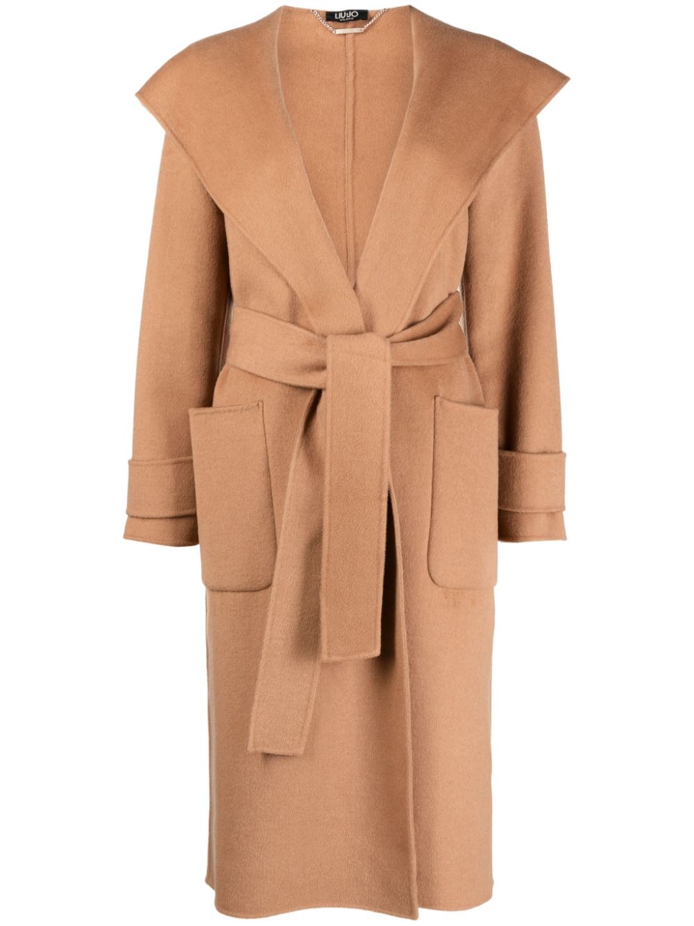 LIU JO slouchy hood tie-waist midi coat - Brown von LIU JO