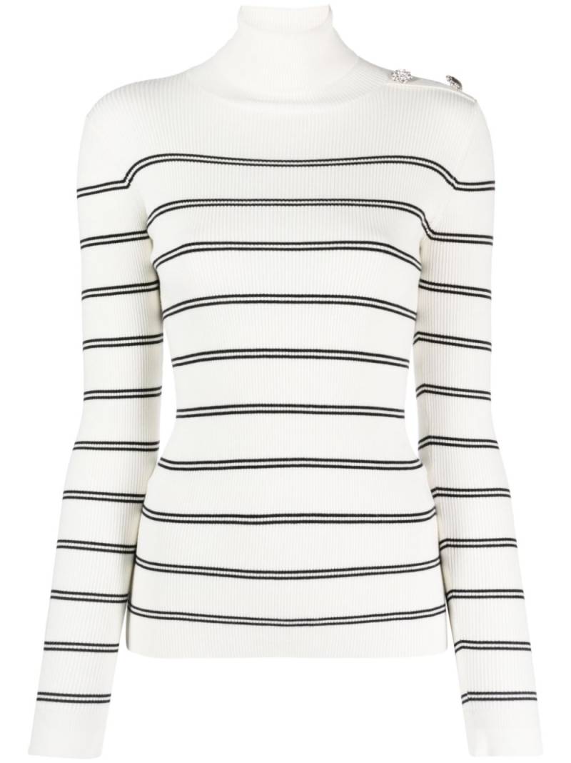 LIU JO striped roll-neck ribbed-knit jumper - White von LIU JO