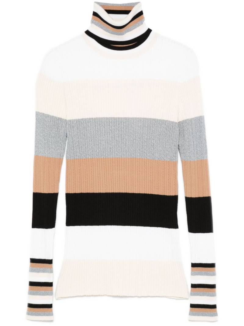 LIU JO striped turtleneck sweater - White von LIU JO