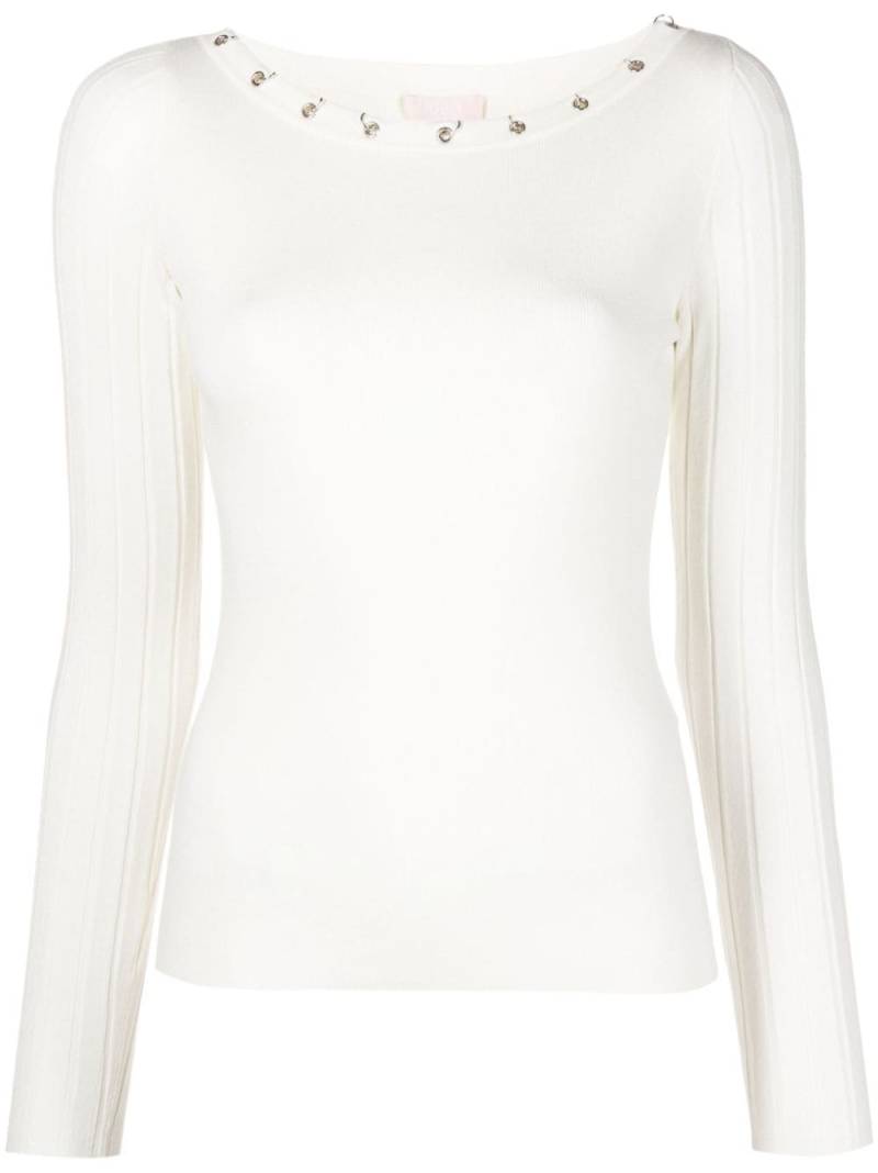 LIU JO stud-embellished boat-neck topstud-embellished boat-neck top - White von LIU JO