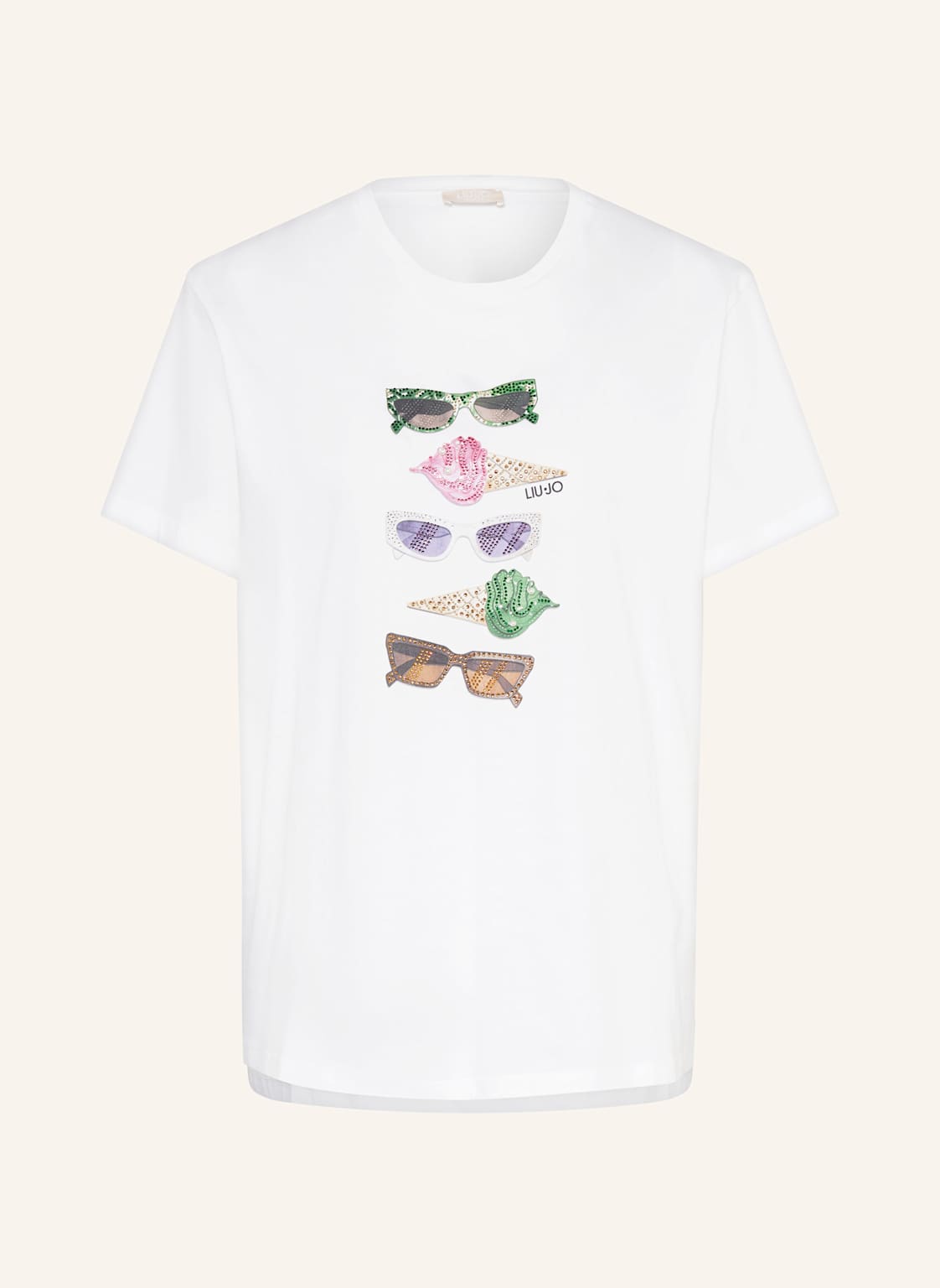 Liu Jo T-Shirt Mit Schmucksteinen Und Schmuckperlen weiss Liu Jo T-Shirt Mit Schmucksteinen Und Schmuckperlen weiss von LIU JO