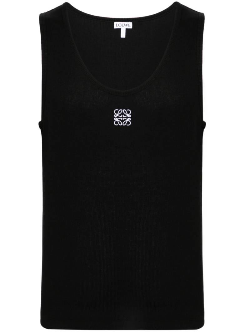 LOEWE Anagram-embroidered ribbed cotton tank top - Black von LOEWE