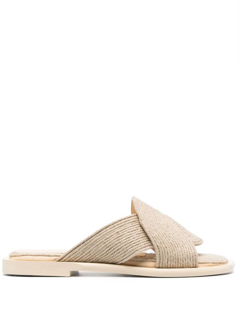 LOEWE Petal interwoven leather slides - Neutrals von LOEWE