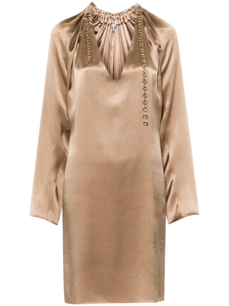 LOEWE chain-detail silk mini dress - Brown von LOEWE