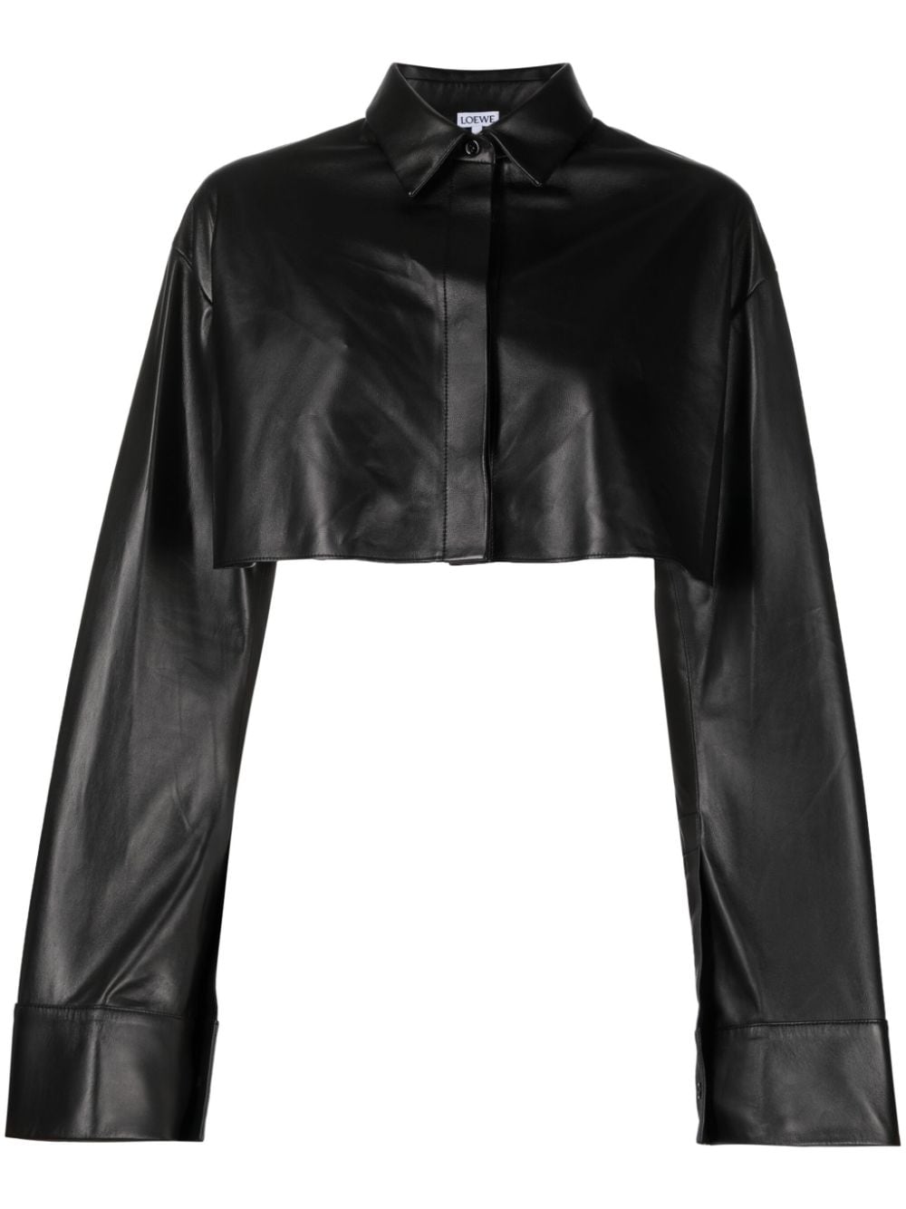 LOEWE cropped leather shirt - Black von LOEWE