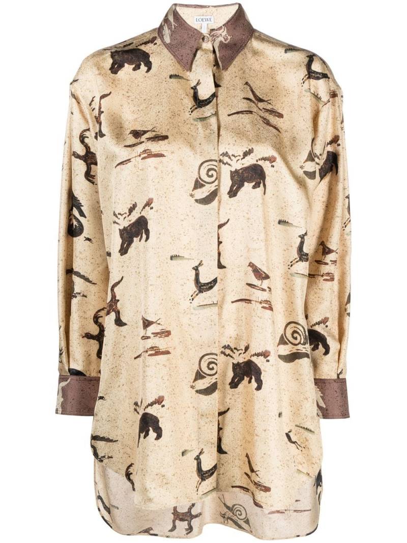 LOEWE debossed-logo silk blouse - Neutrals von LOEWE