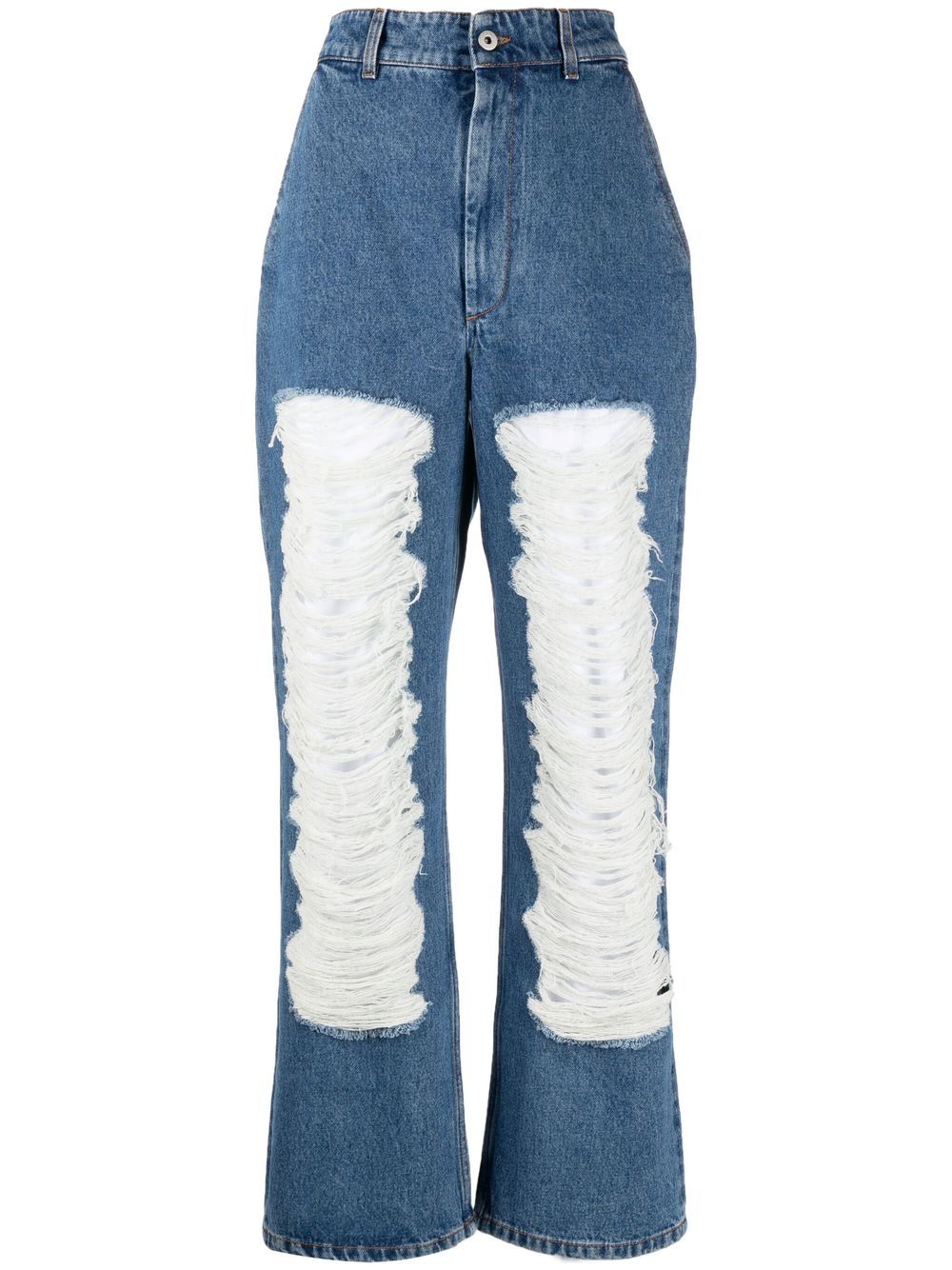 LOEWE frayed-detailed straight-leg jeans - Blue von LOEWE