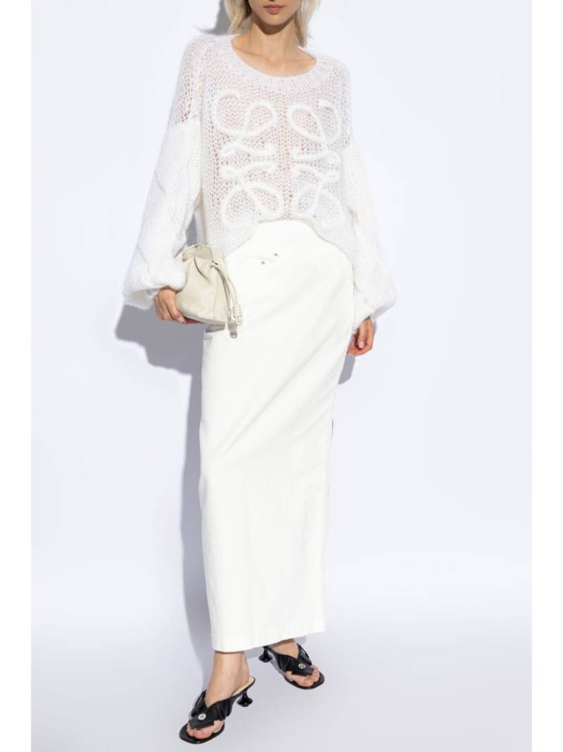 LOEWE high-waist draped midi skirt - White von LOEWE