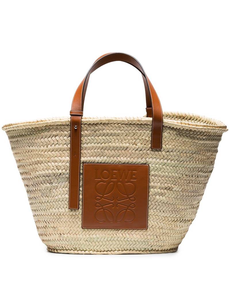 LOEWE large logo raffia basket bag - Neutrals von LOEWE