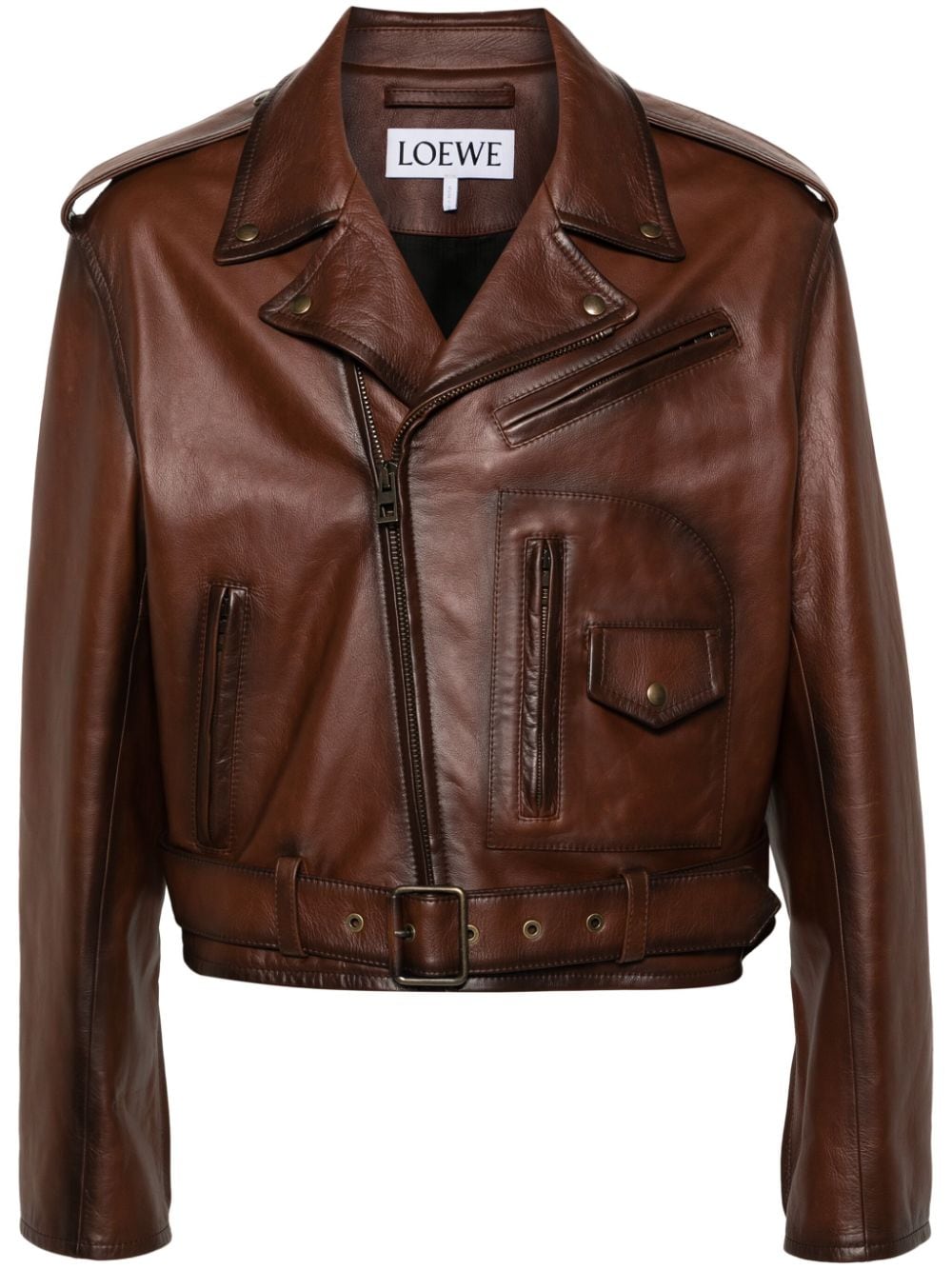 LOEWE leather biker jacket - Brown von LOEWE