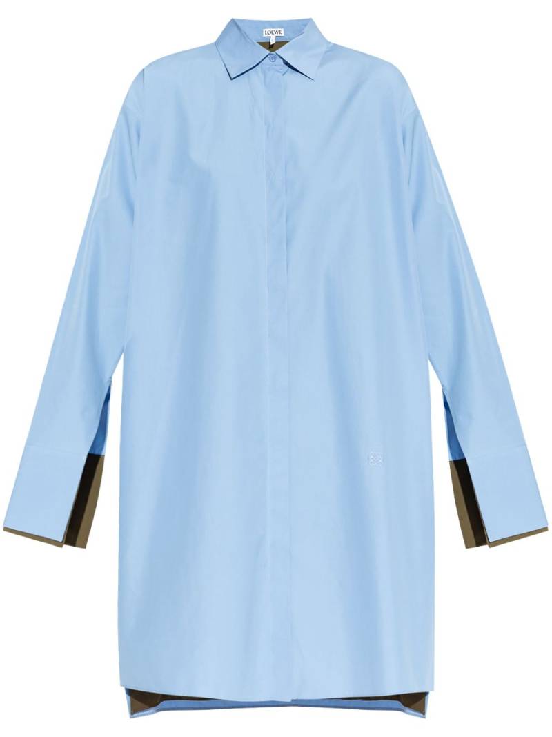 LOEWE logo-embroidered cotton shirt dress - Blue von LOEWE