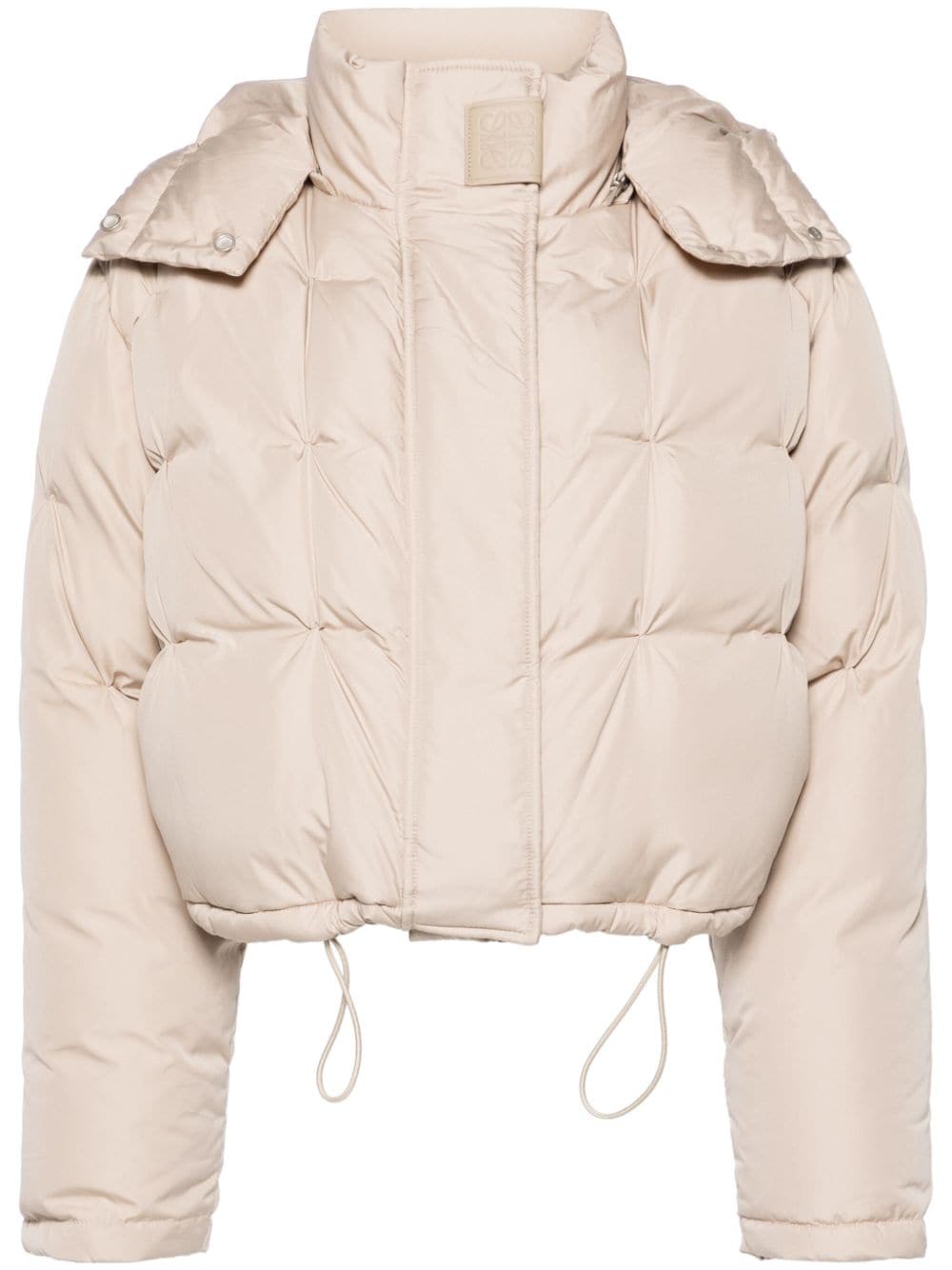 LOEWE pinched-detailing hooded puffer jacket - Neutrals von LOEWE