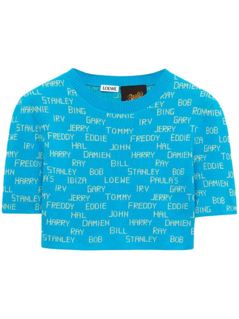 LOEWE text-print knitted top - Blue von LOEWE