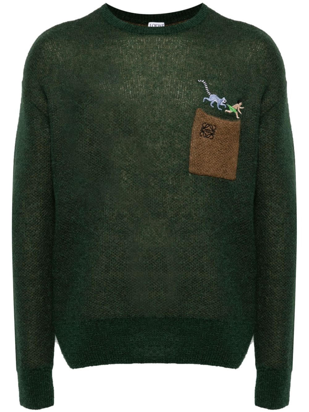 LOEWE x Suna Fujita Lemur fine-knit jumper - Green von LOEWE