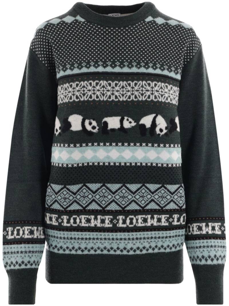 LOEWE x Suna Fujita intarsia-knit jumper - Green von LOEWE